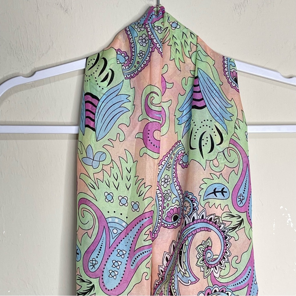 Lavello Chiffon Infinity Scarf Paisley Pastel Pink Lightweight Spring Summer - Picture 3 of 8